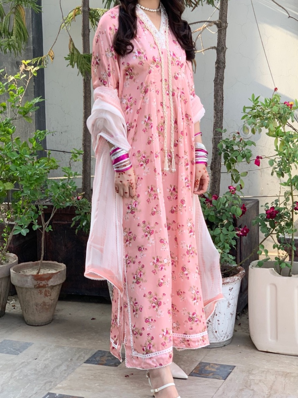Faraba_official (Pink Floral Long Sleeve Women’s Dress)